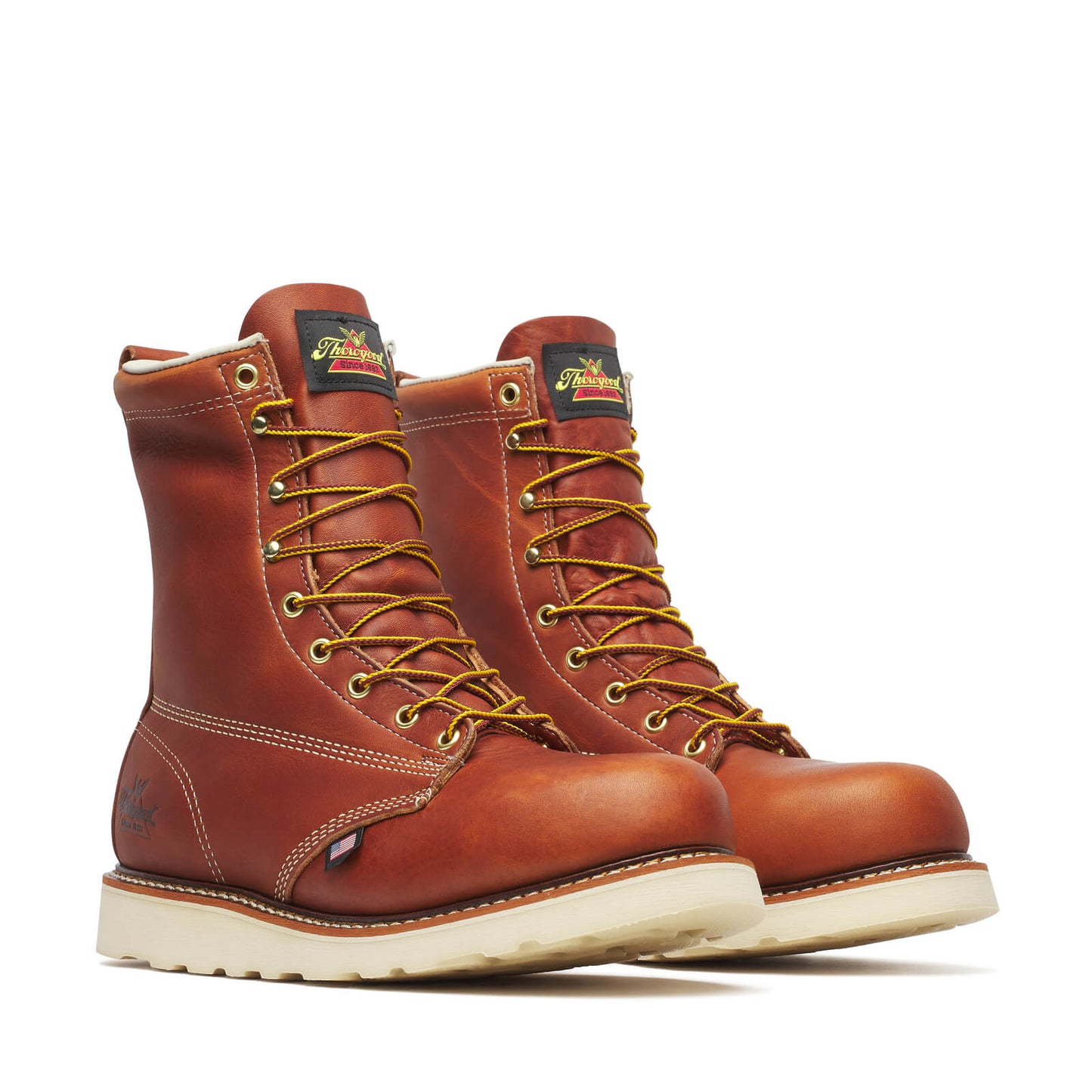 Thorogood American Heritage – 8″ Tobacco Safety Toe – Plain Toe MAXWear Wedge