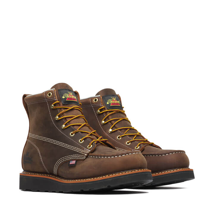 Thorogood American Heritage – 6″ Crazy Horse Black Heel Moc Toe – MAXWear Wedge