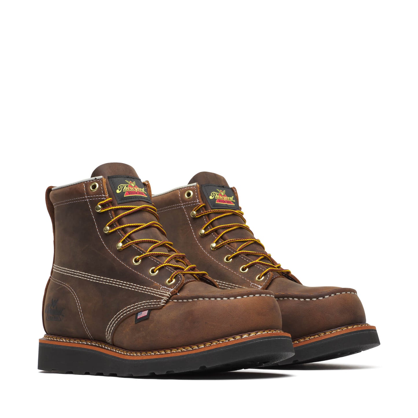 Thorogood American Heritage – 6″ Crazy Horse Safety Toe – Moc Toe Black MAXWear Wedge