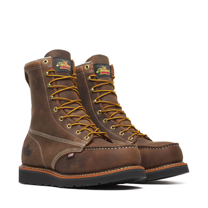 Thorogood American Heritage – 8″ Trail Crazy Horse Black Heel Safety Toe – Moc Toe MAXWear Wedge