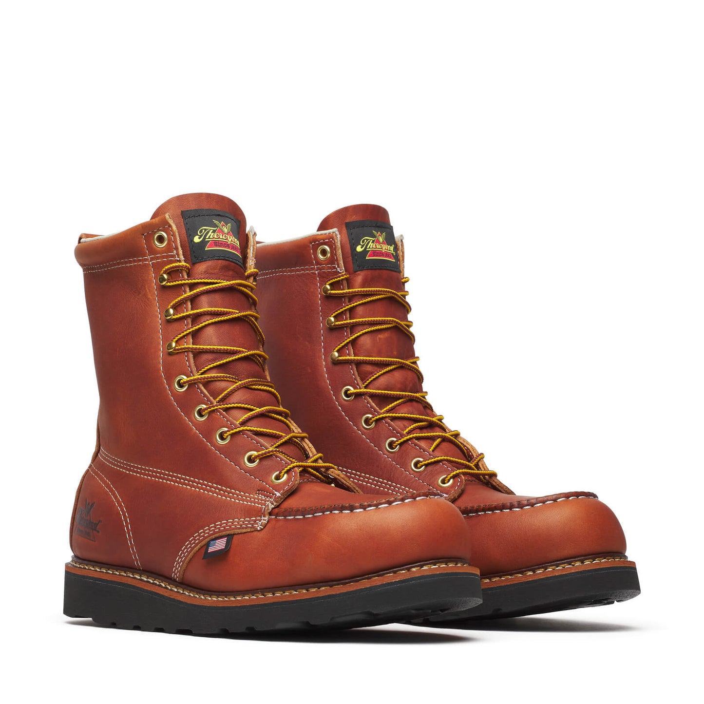 Thorogood American Heritage – 8″ Tobacco Steel Moc Toe BLK Wedge
