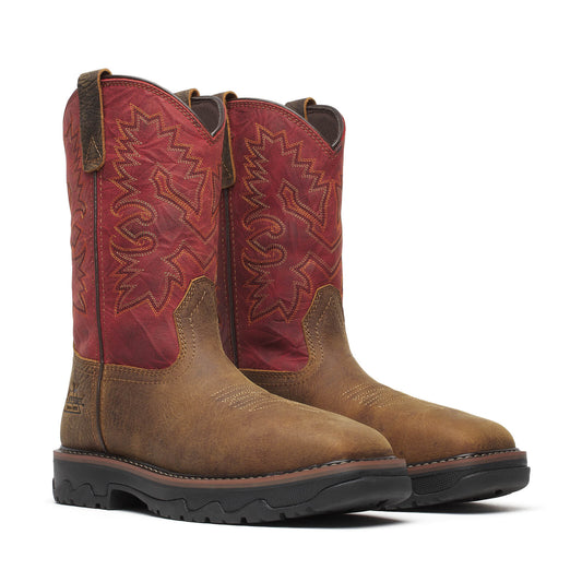 Thorogood Buffalo Ridge – WP 11″ Brown/Scarlet Nano Sq Toe